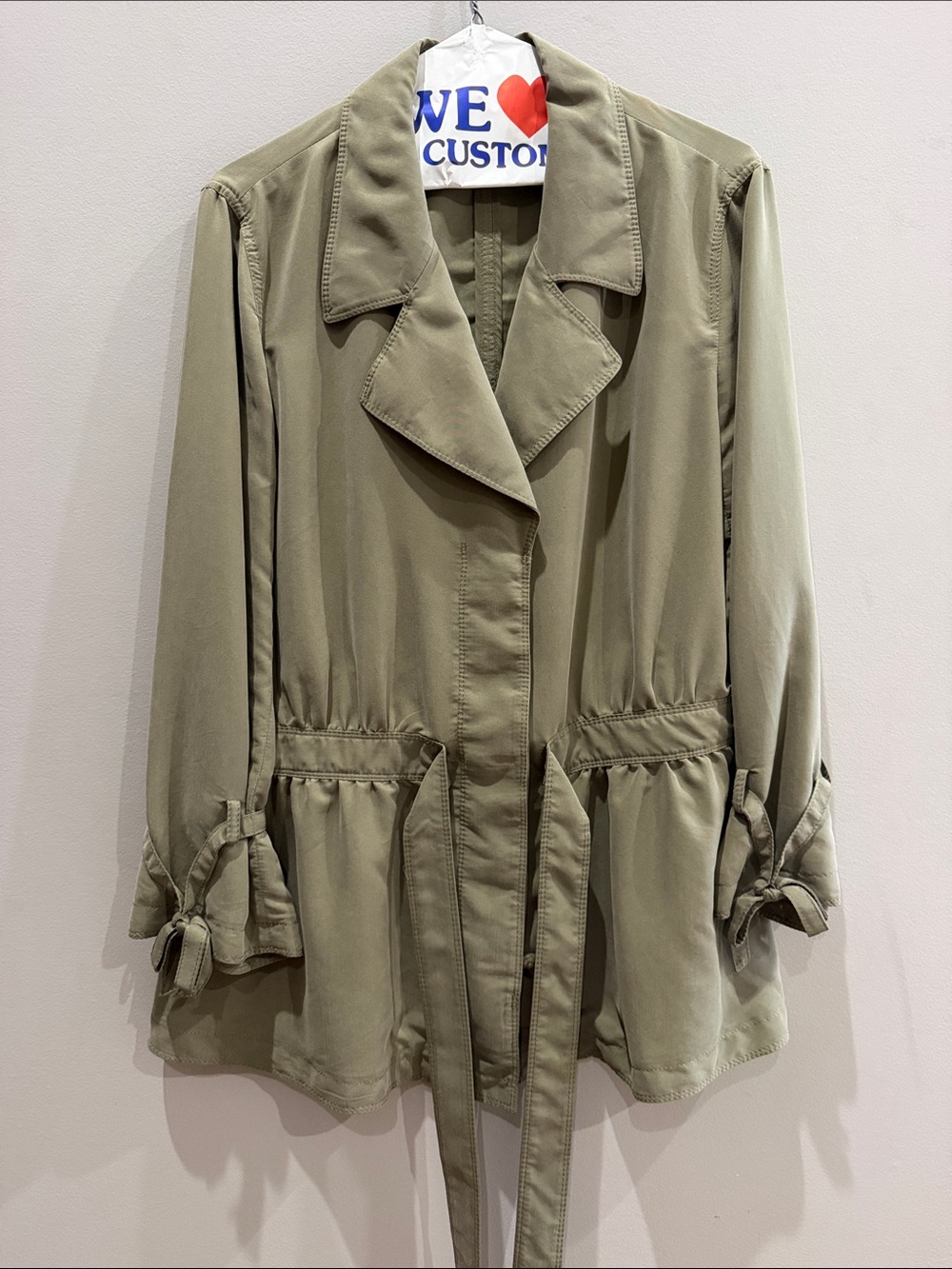 Banana Republic Olive Green Tie-Waist Trench Jacket
